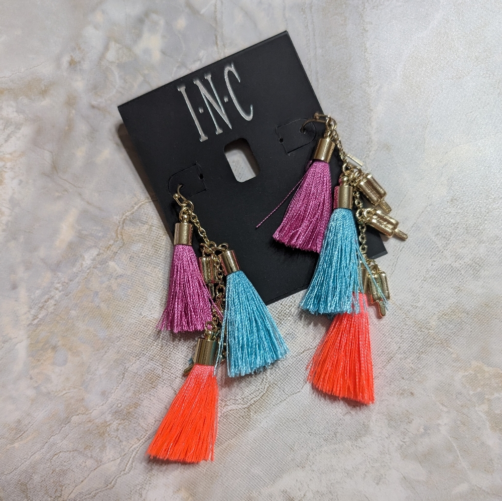MACY'S INC Boho Tassel Earrings w/ Charms